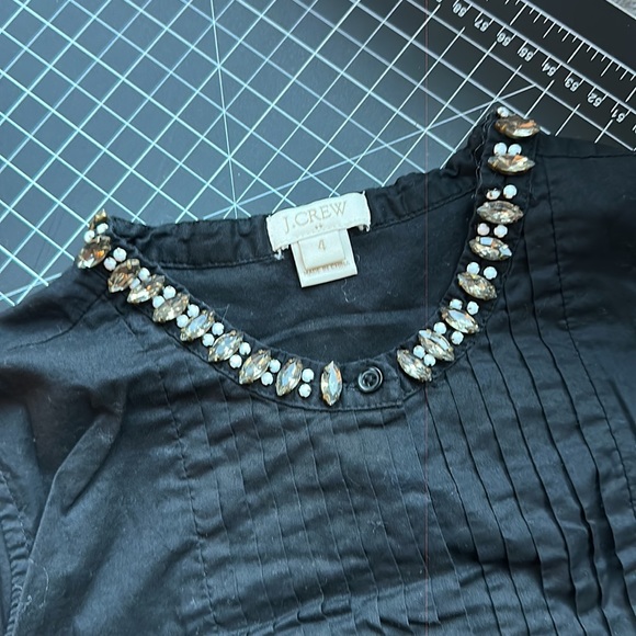 Jcrew Factory Jeweled Collar Black Tuxedo Shirt Small - Picture 2 of 4